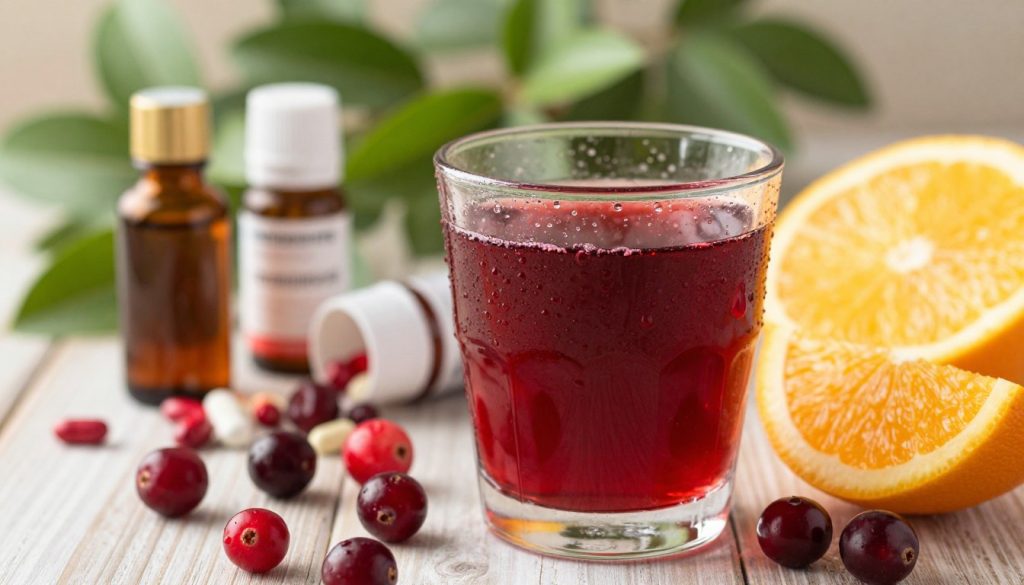 canberry juice supporting antibiotics against utis