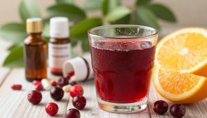 canberry juice supporting antibiotics against utis